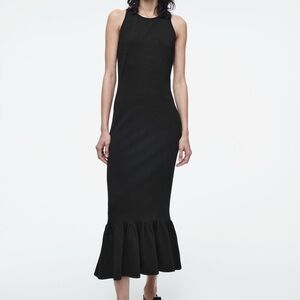 Lulu’s Fitted Midi Dress - Sleeveless Fitted Black Knee Length Dress